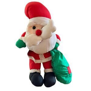Vintage 1993 T.L. Toys Plush Nylon Santa Claus with Gift Sack – Made in USA